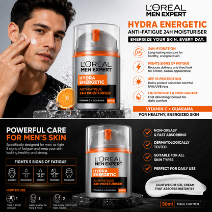 Loreal Paris Men Expert Hydra Energetic Anti-Fatigue 24H Moisturiser 50ml