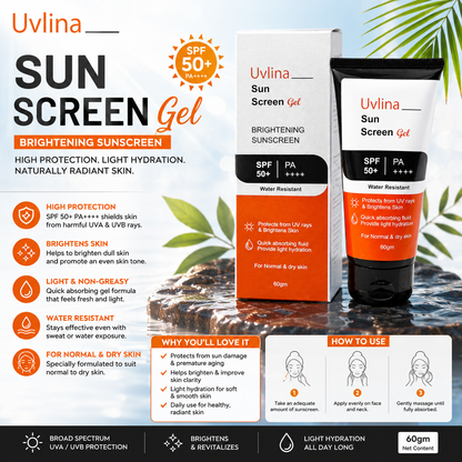 Uvlina Sunscreen Gel SPF 50+ PA++++ 60gm